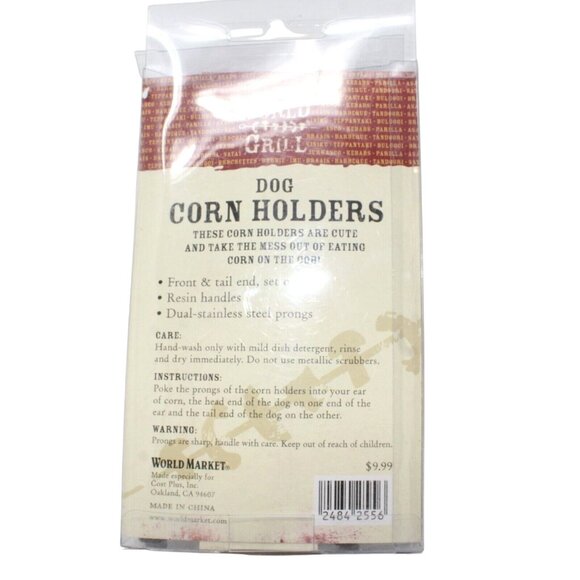 World Market Corn Holders Dachshund Weiner Dog Stainless Steel Lot Of 2 Packages - Picture 2 of 10